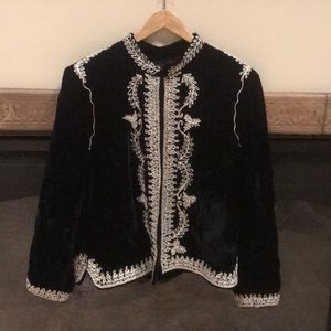 Boho Embroidered Velvet Jacket
